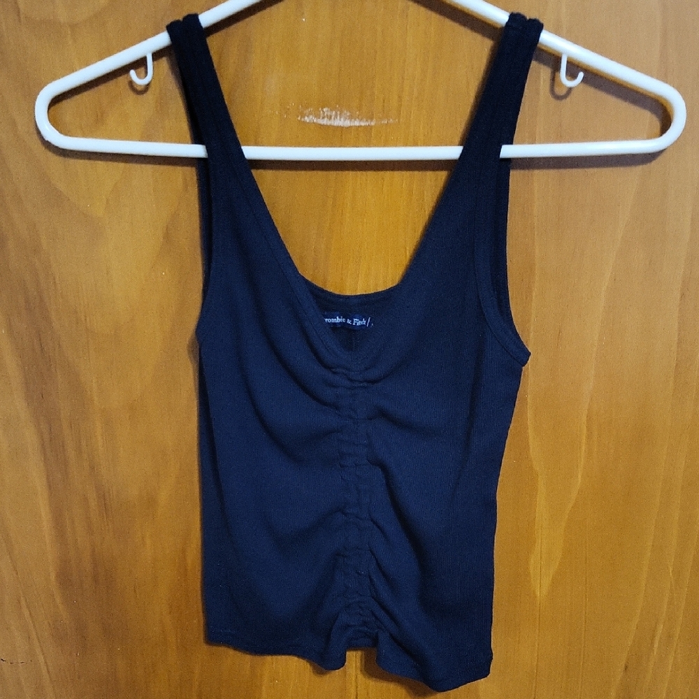 Abercrombie & Fitch Black Ruched Vneck Tank Size Small
